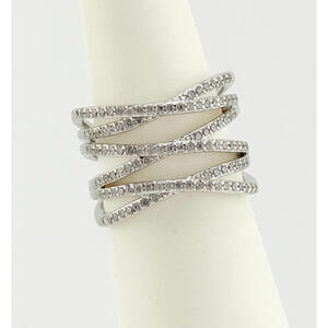 Bomb Party Ring Sz 7 "Intricate Details" Clear Cz on Rhodium RBP7406